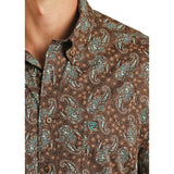 Rock & Roll Men's Turquoise Paisley Long Sleeve