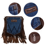 Wrangler Women's Fringe Denim Pocket Crossbody