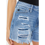 KanCan Women's High Rise Frayed Shorts