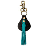 Myra Turquoise Floral Tooled Leather Key Fob