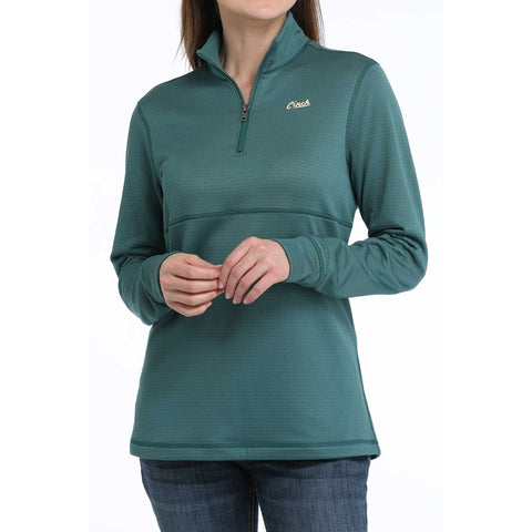 Green 1/4 Zip Lng Sleeve Pullover