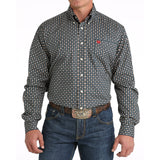 Cinch Men's Navy Long Sleeve Print Shirt