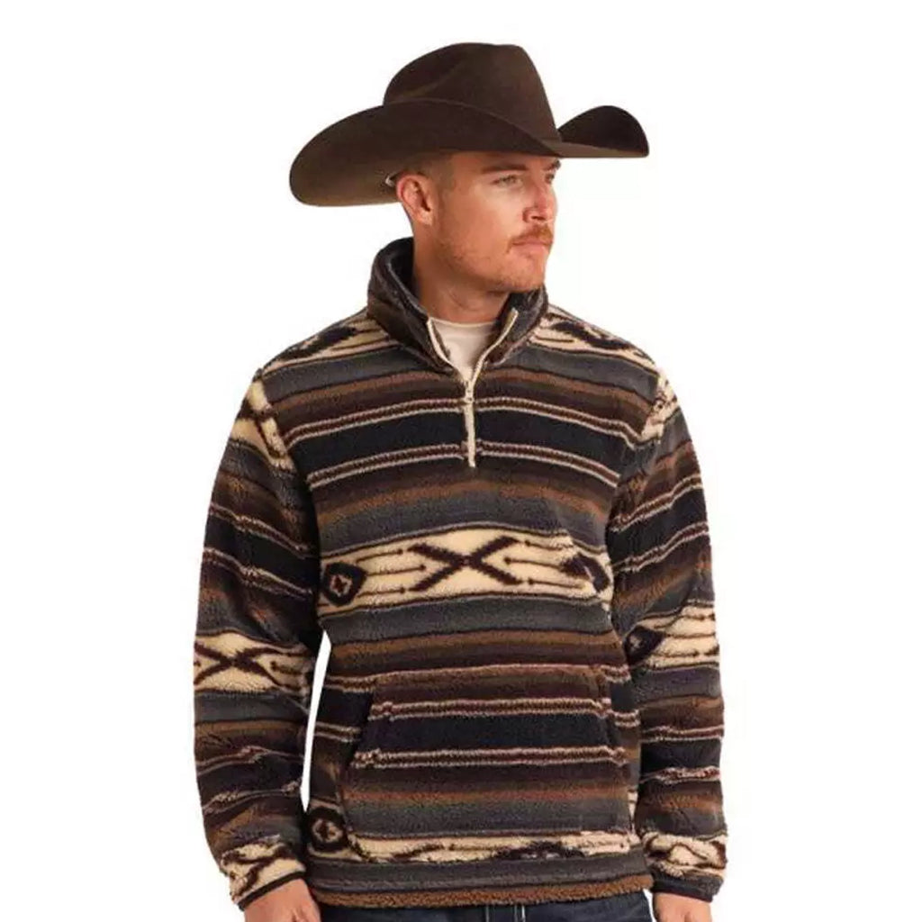 Rock & Roll Men's Aztec Print Sherpa Pullover