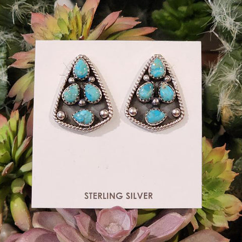 Kingman Turquoise 4 stone triangle earrings