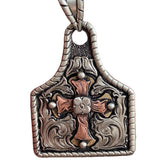 Silver Strike Tag Necklace with Cross by M&F