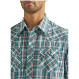 Wrangler men's teal & brown button down