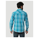 Wrangler Men's Teal & Black plaid Pearl Snap Long Sleeve