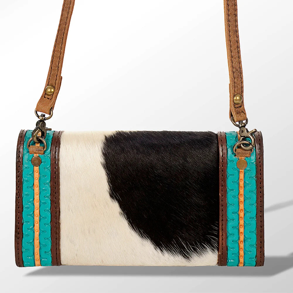 Cowhide Crossbody Purse Shoulder Bag Western Tooled Leather | Deluxe Decor