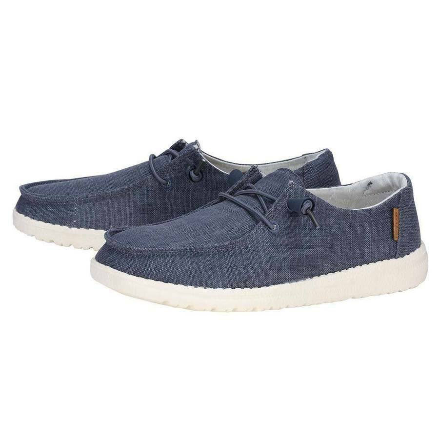 Hey Dude Ladies Wendy Linen Chambray White Blue Shoes 121410119