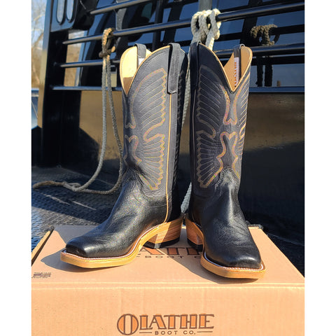 Olathe Black Smooth Ostrich Boots