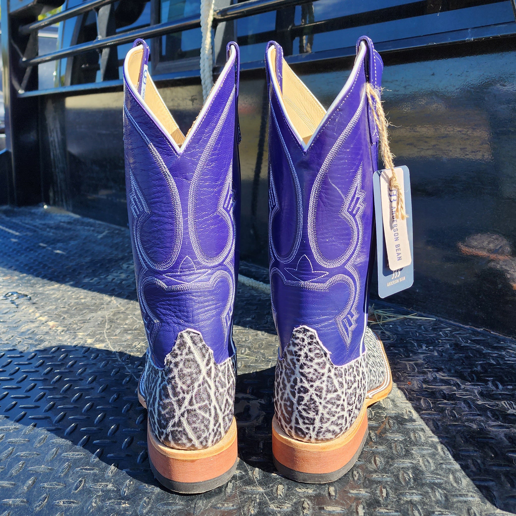 Vintage Anderson Bean Black & Bronze Metallic Cowboy Boots / men's