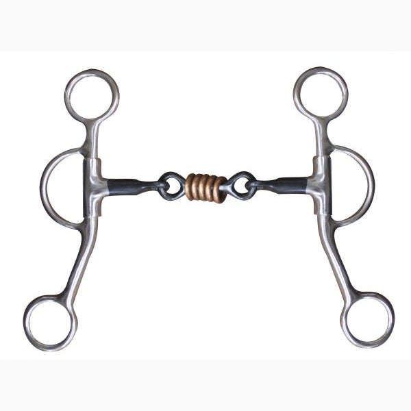 Showman Dogbone Snaffle Bit Copper Rings