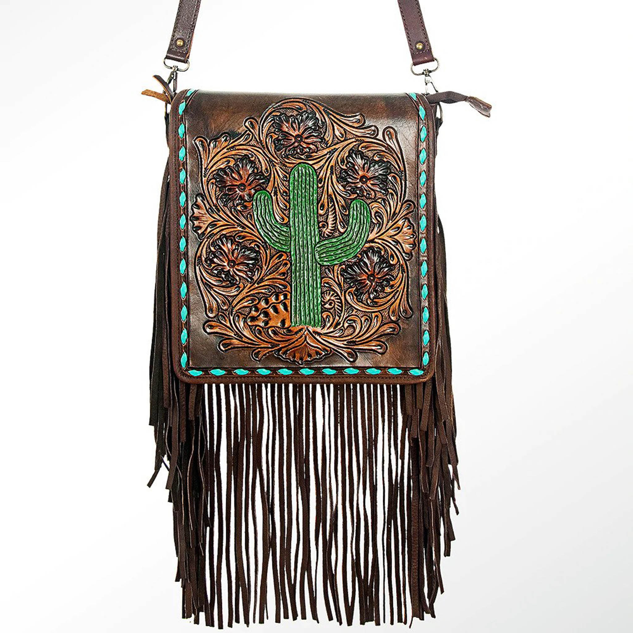 American Darling Cactus Tooled with Fringe Purse – Western Edge, Ltd.