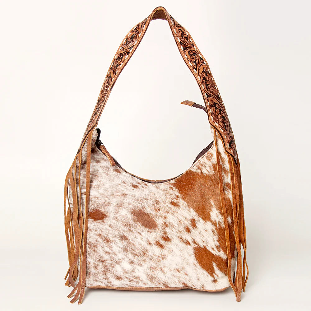 Leather and Hair on Cowhide Western Fringe Purse -  UK