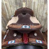 Shiloh Youth Saddle with Sea Shell Background and Floral and Beaded Border, 13 Inch Seat