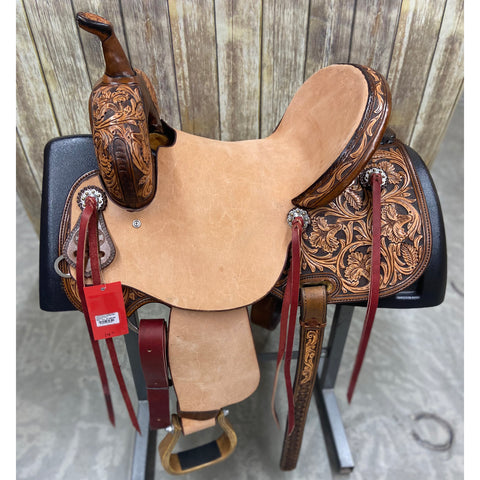 Paul Taylor 14 Inch Two Toned Floral Barrel Saddle