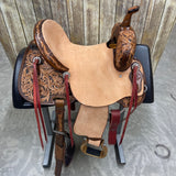 Paul Taylor 14 Inch Two Toned Floral Barrel Saddle