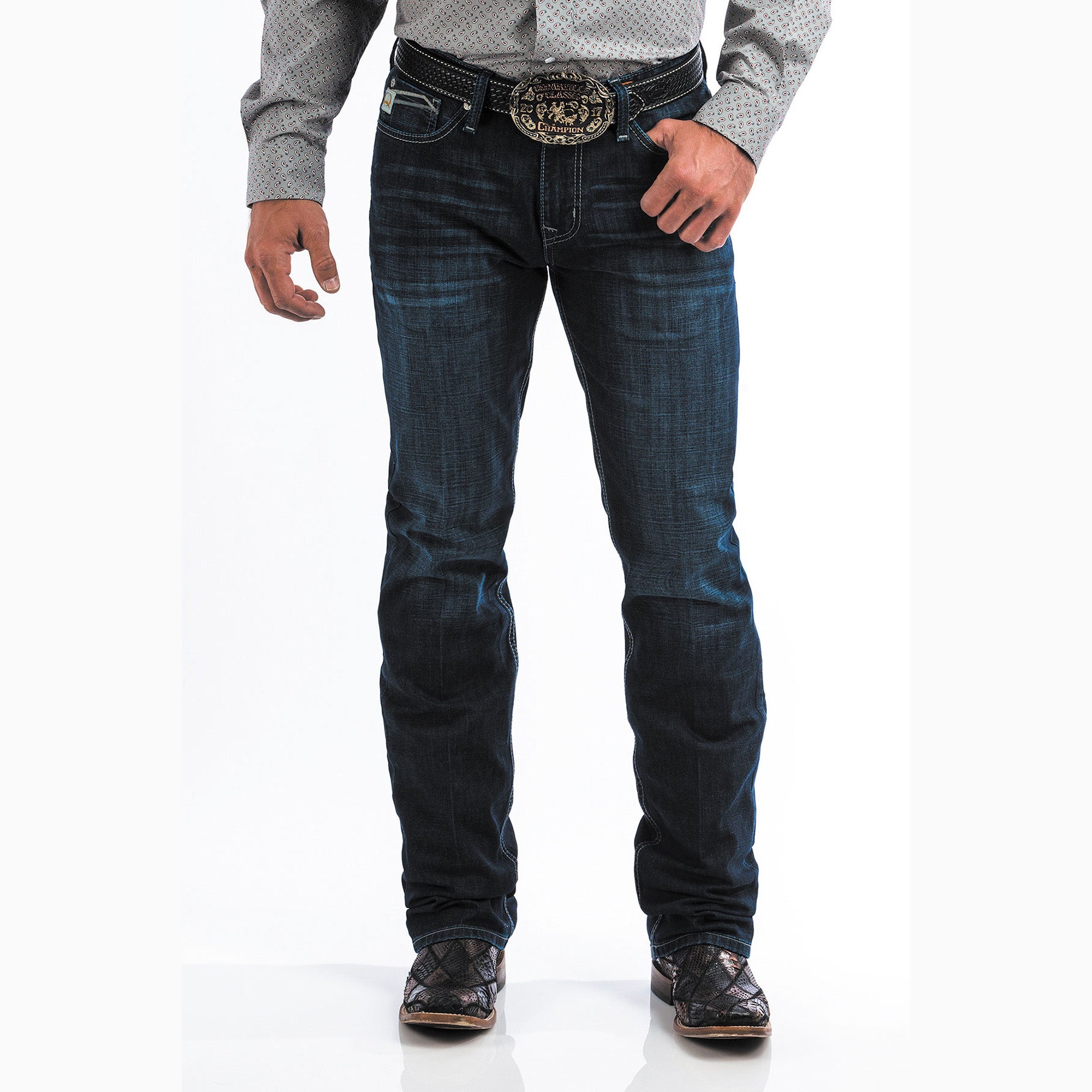 Cinch Western Denim Jeans Mens Ian Slim MB69936001 Dark Wash