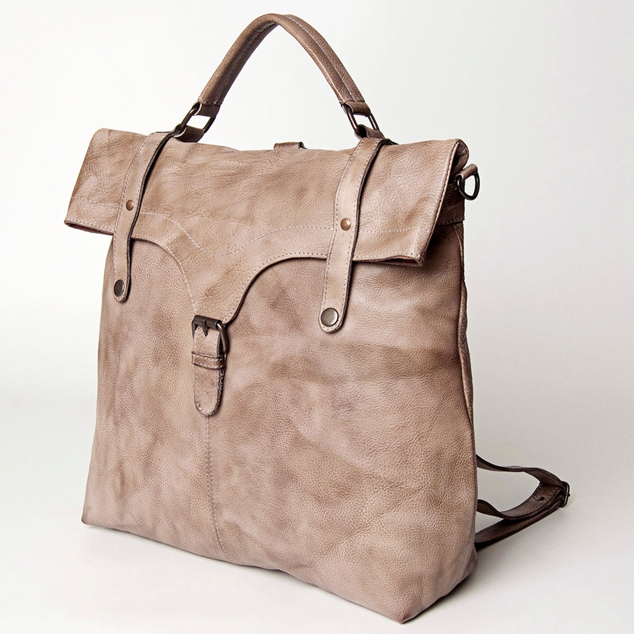 Black and taupe rodos leather backpack