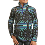 Powder River Kid's Black and Teal Aztec Pullover