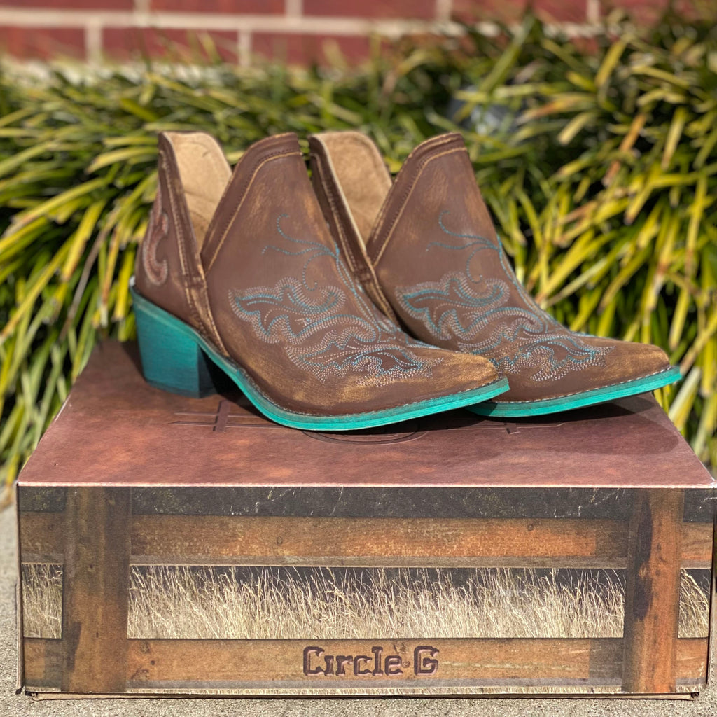 Corral Brown and Turquoise Booties