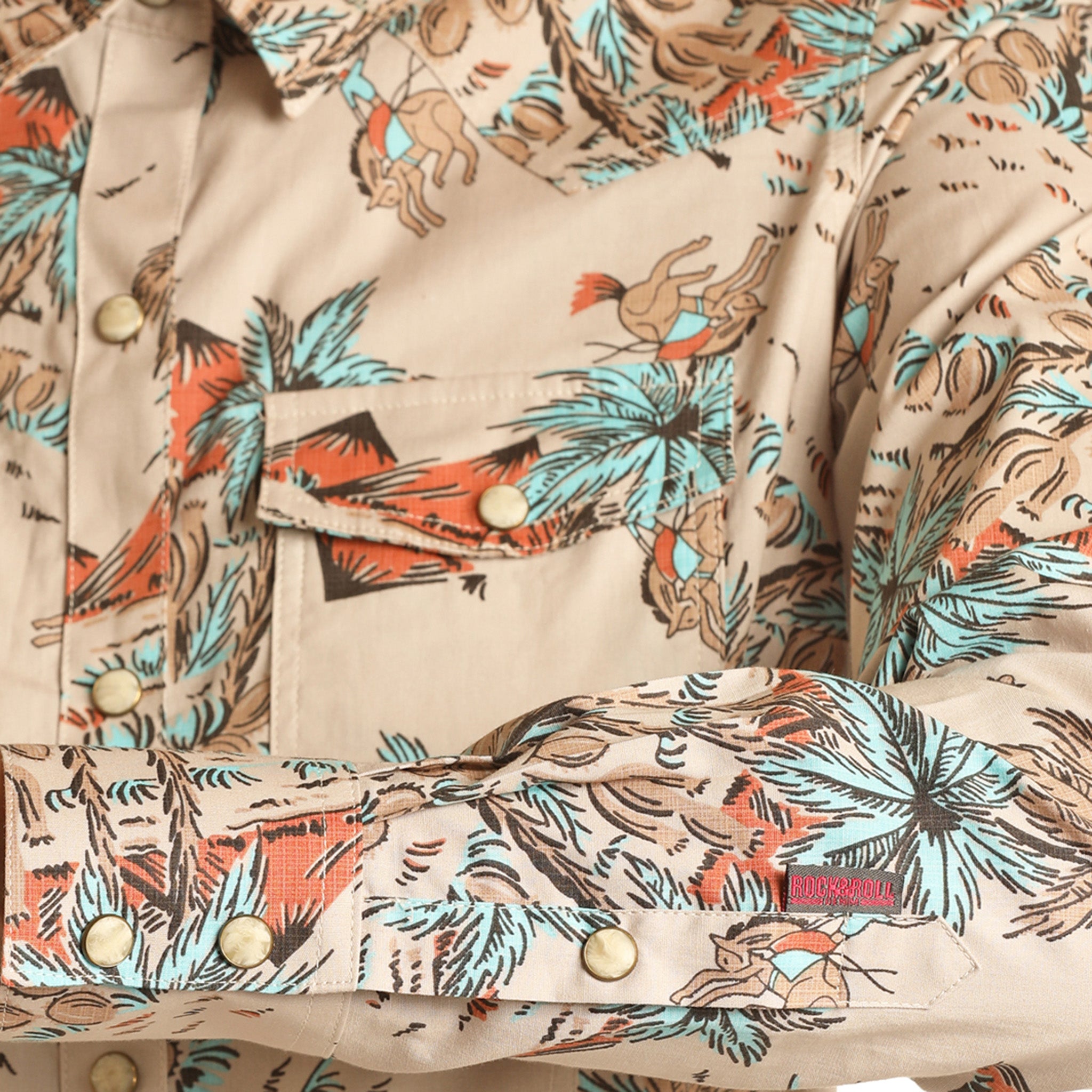 Rock & Roll Tan Tropical Bronc Long Sleeve Shirt – Western Edge, Ltd.