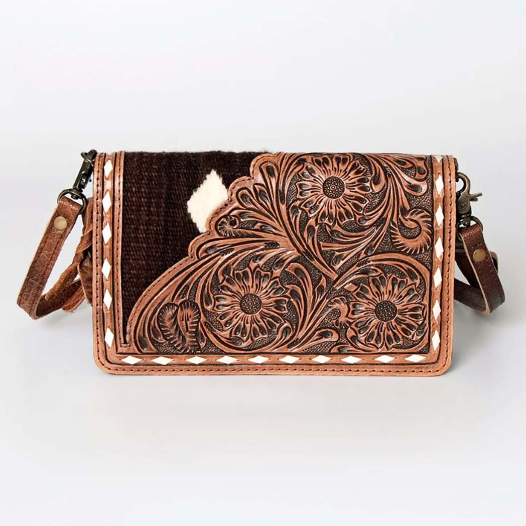 American Darling Brown Aztec & Tooled Leather Wallet – Western