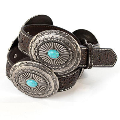 Ariat Women's 1 1/2 Oval Turquoise Buckle Belt - Brown