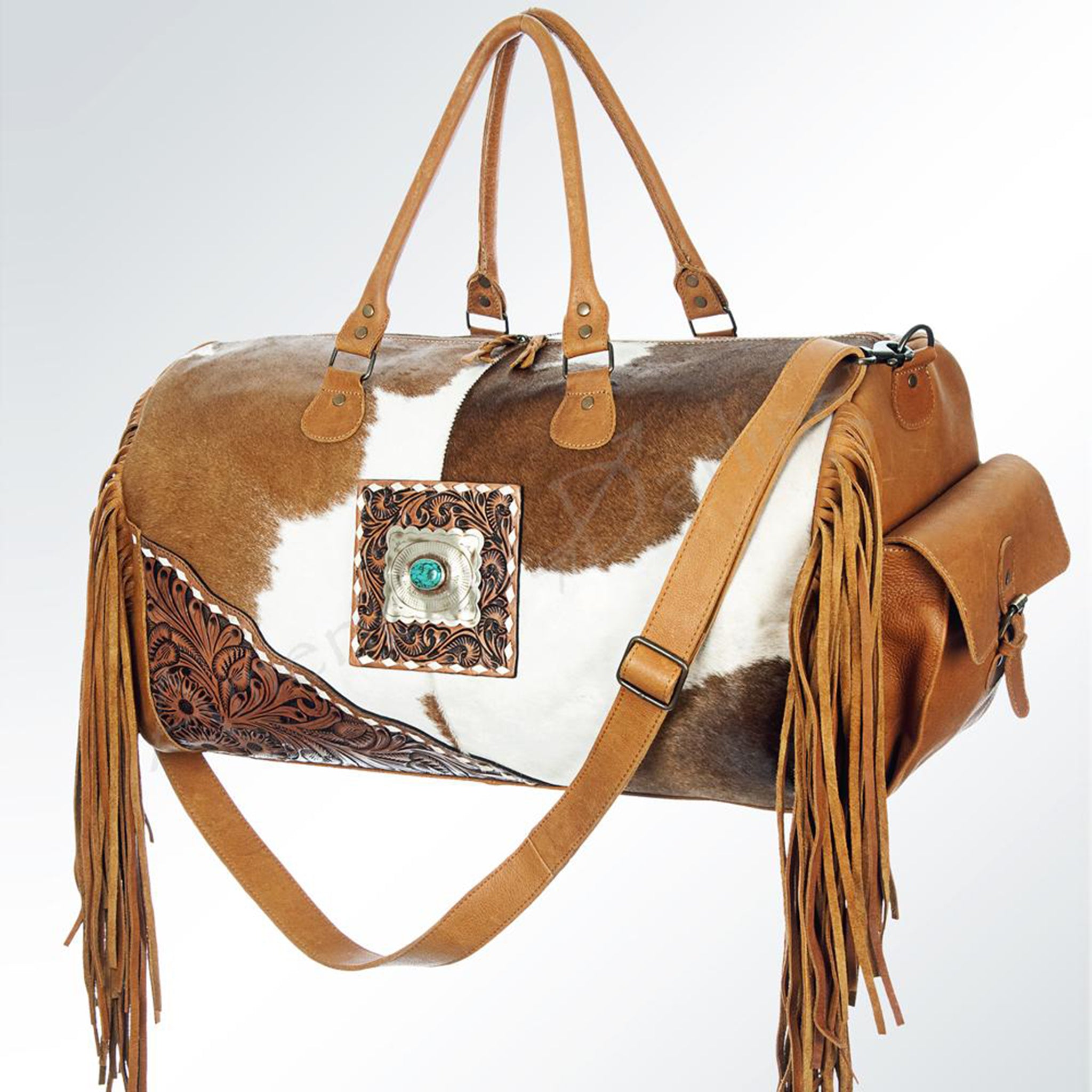 American Darling Cowhide Tooled Duffel Bag – Western Edge, Ltd.