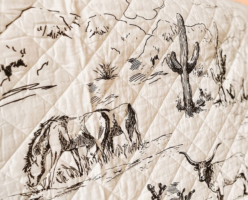 Ranch Life Western Toile Reversible Quilt Set - Black