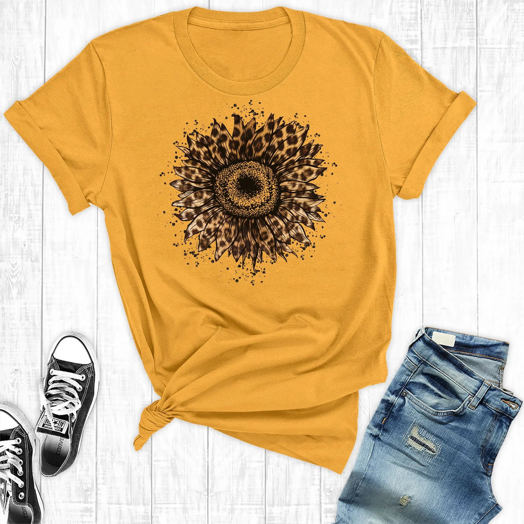 Mustard Cheetah Sunflower Tee